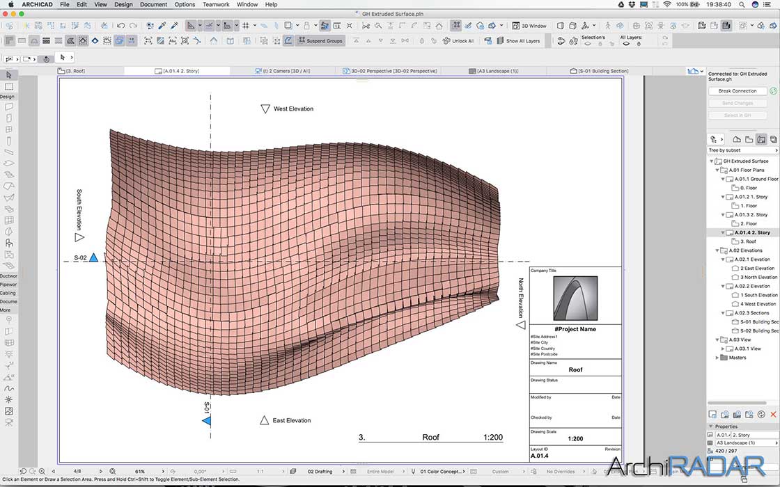 Grasshopper Archicad Extruded surface 07